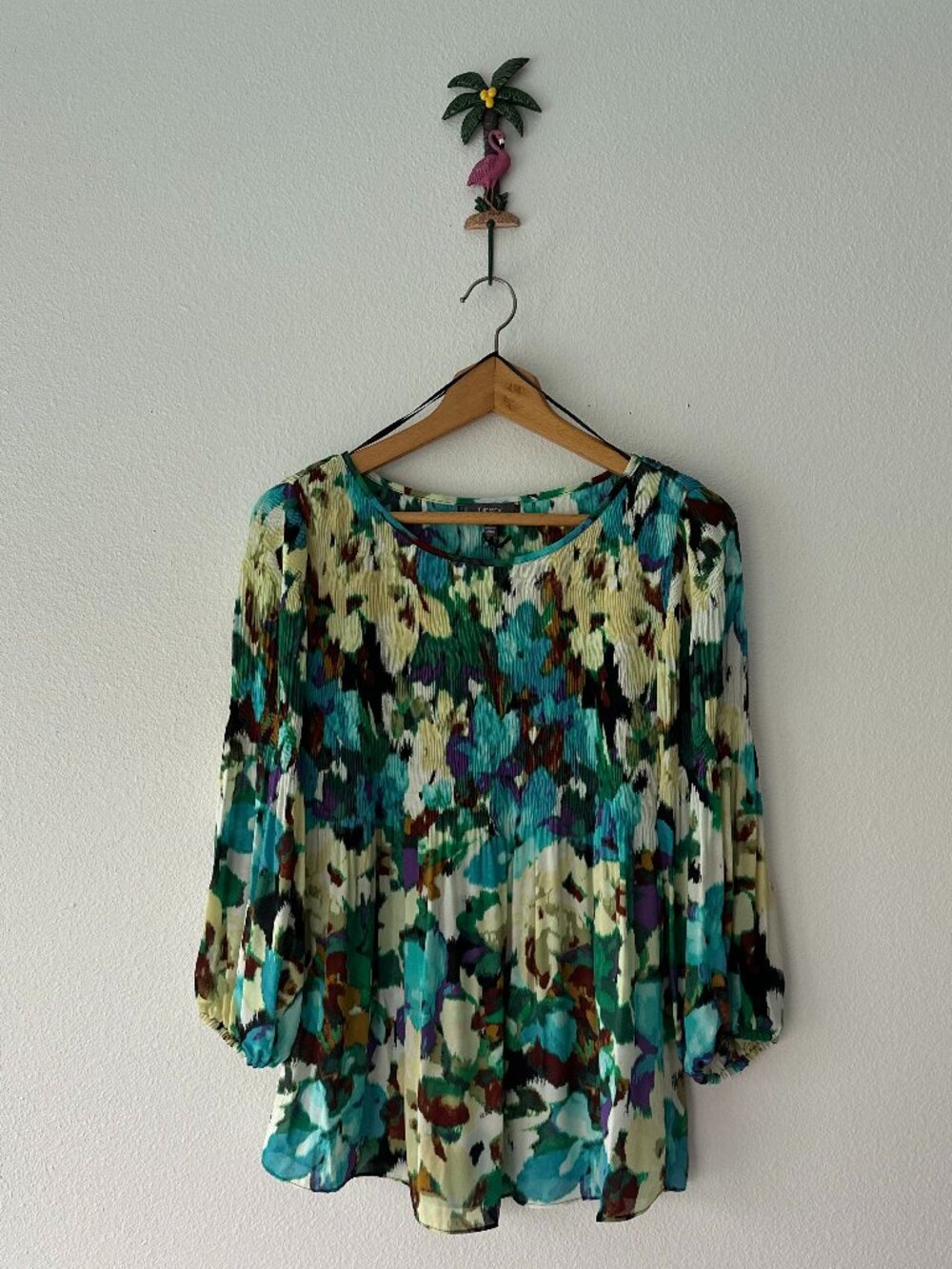 Ninety Clothing Co Abstract Floral Peplum Blouse Top Medium NWT